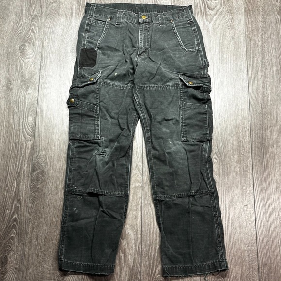 Carhartt Black Cargo Pants Double Knee Relaxed Men's Sz 32x30 B342-BLK - Picture 3 of 8